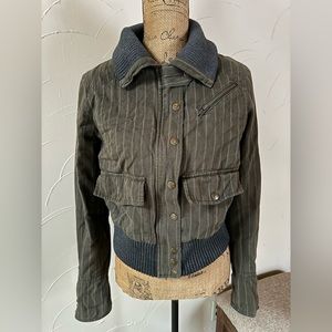 Free people olive green, 100% cotton jacket, S, zip and button